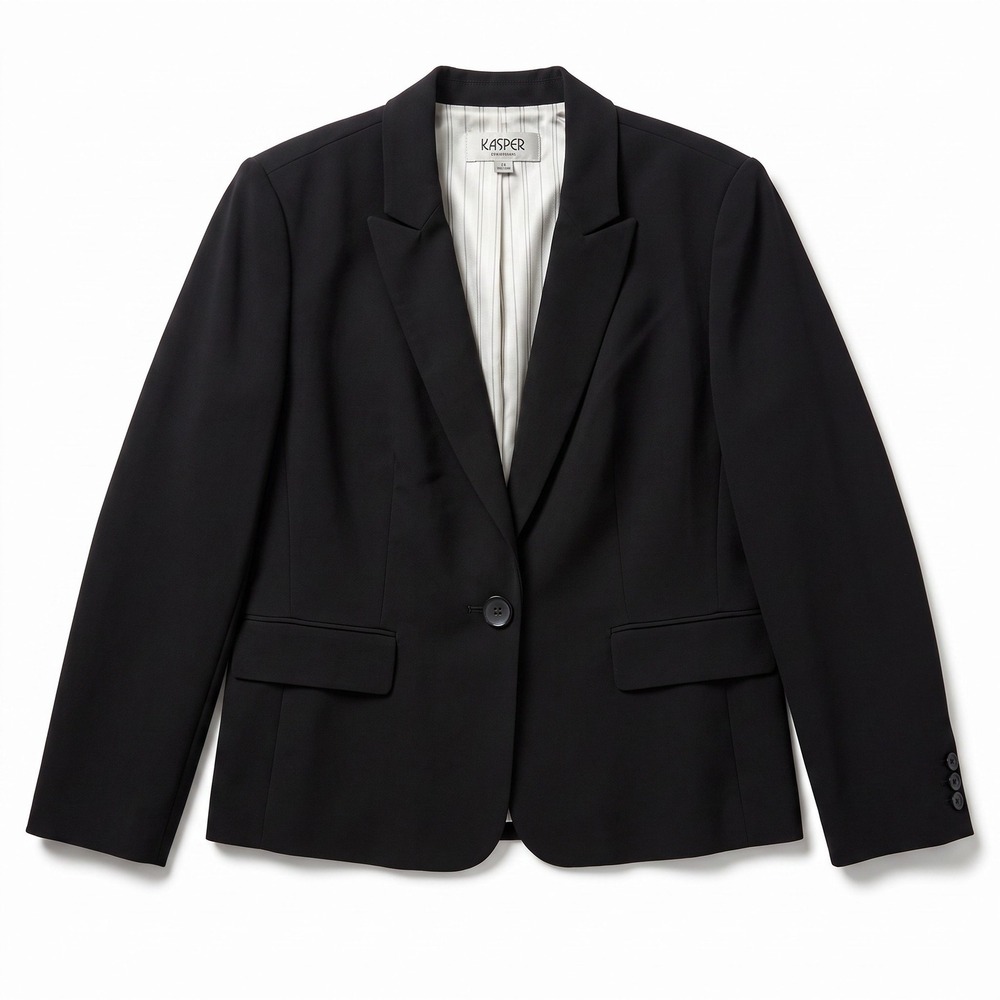 Kasper 18 Black Womens Blazer Jacket Preppy Casual Business Professional